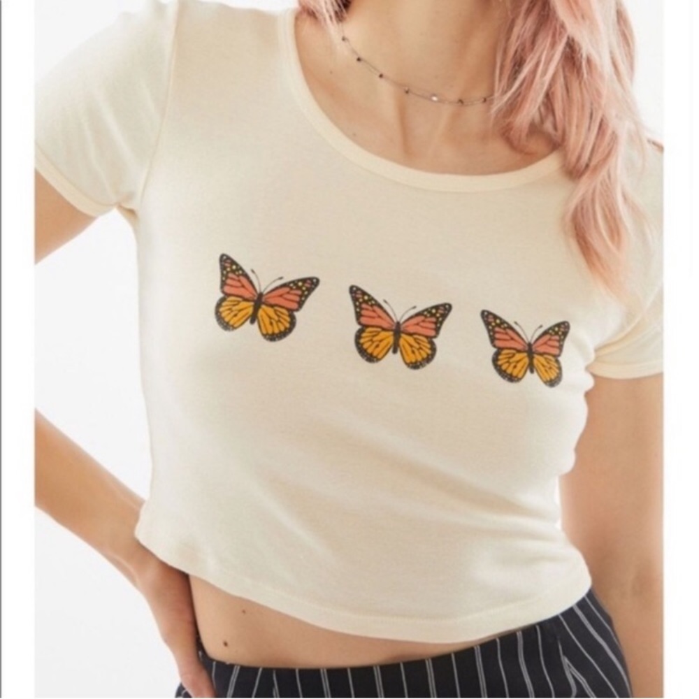 URBAN OUTFITTERS Butterfly Crop Tee